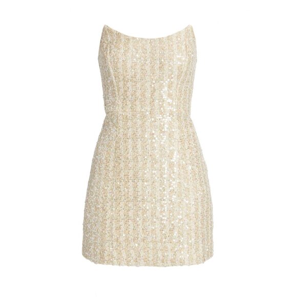 Line & Dot Pearl Sequin Dress in Ivory X-Large New Womens Strapless Mini - Picture 11 of 13